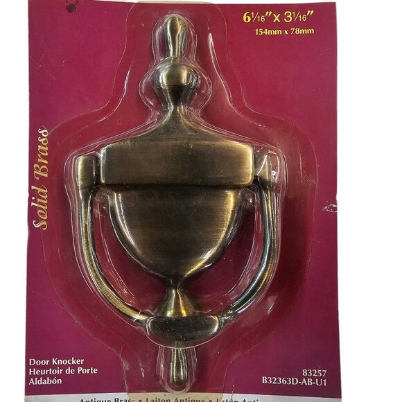 Brainerd Door Knocker 6 1/16" x 3 1/16" Solid Antique Brass NOS Part # 83257 - Picture 5 of 9